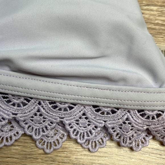 Skinny Dip by Melissa Lavender Lace Trim Triangle Bikini Top Padded Cup Size M - Picture 2 of 8